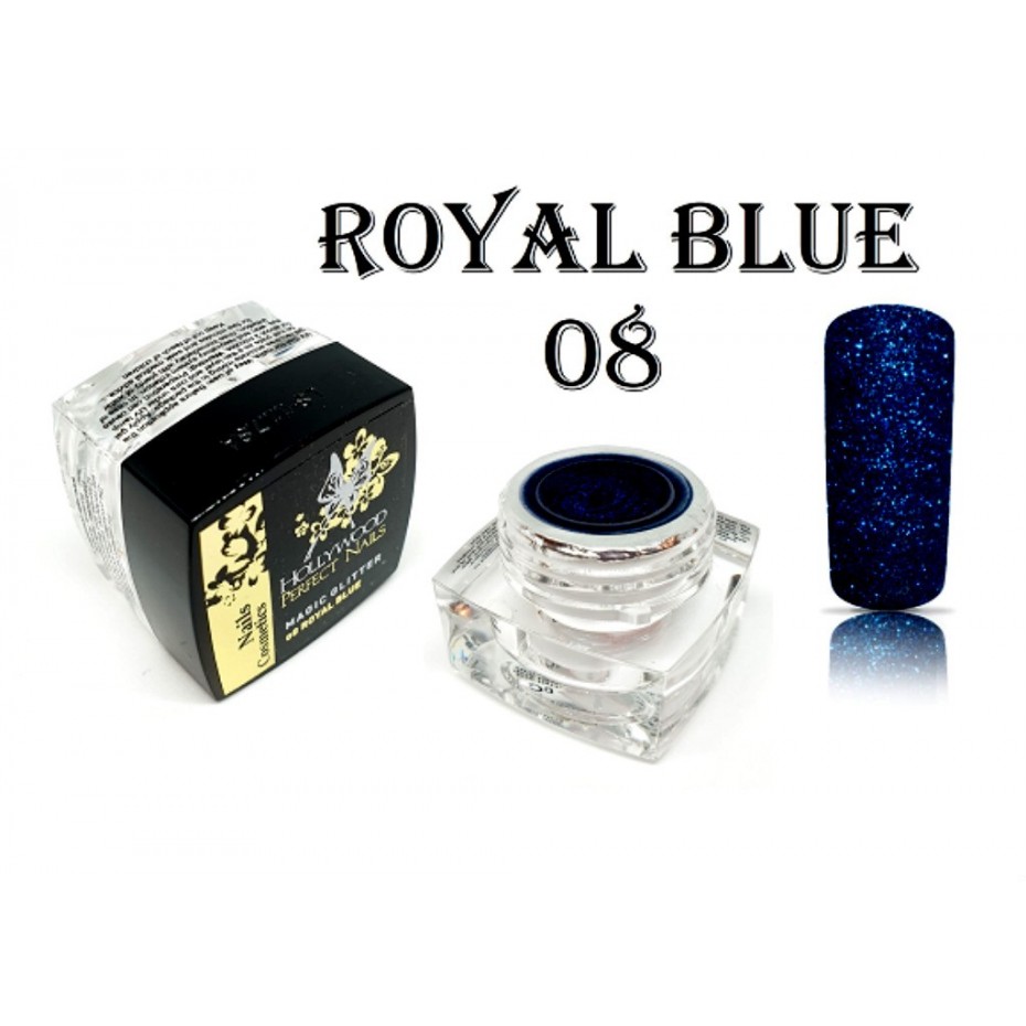 Magic Glitter 08 Royal Blue Gel Unghii HPN HOLLYWOOD PERFECT NAILS HOLLYWOOD PERFECT NAILS